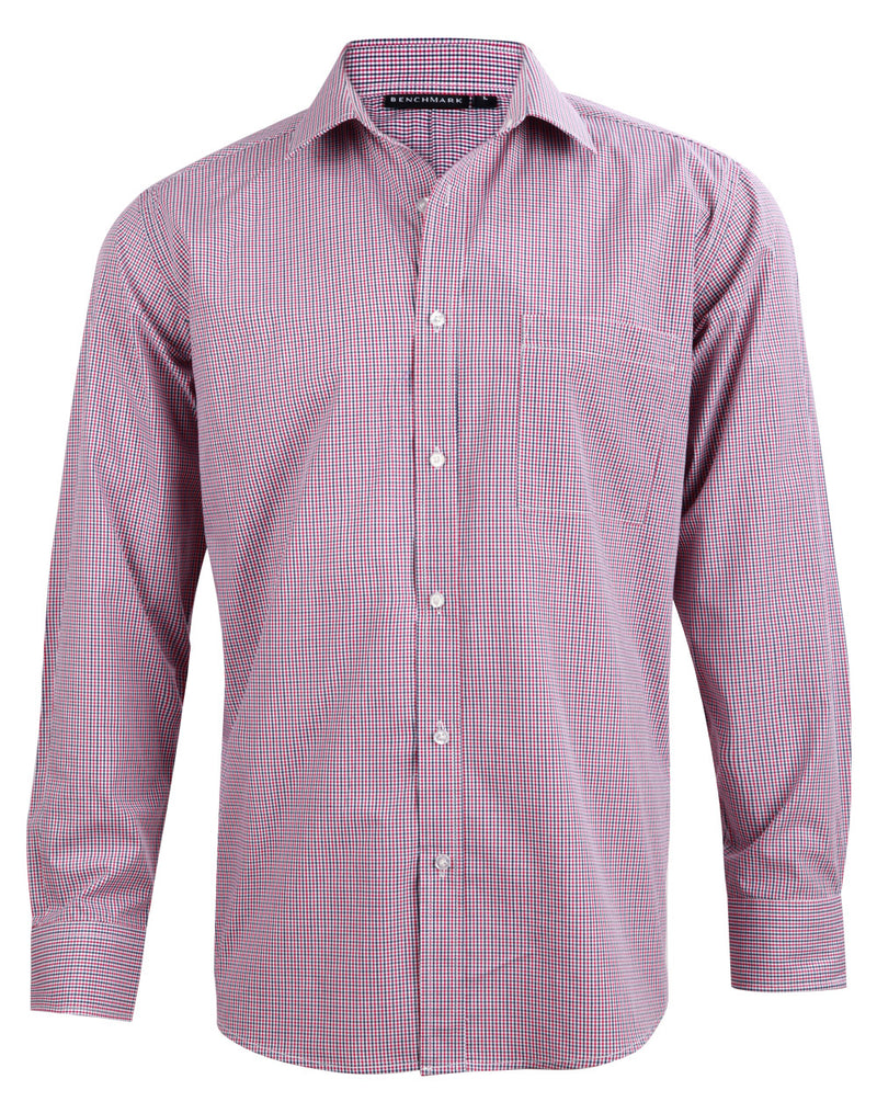 M7340L Men’s Two Tone Mini Gingham Long Sleeve Shirt