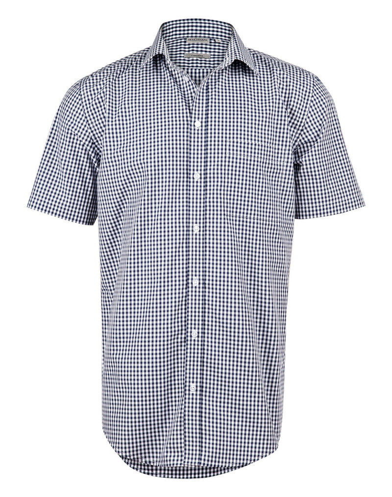 M7300S Men’s Gingham Check Short Sleeve Shirt