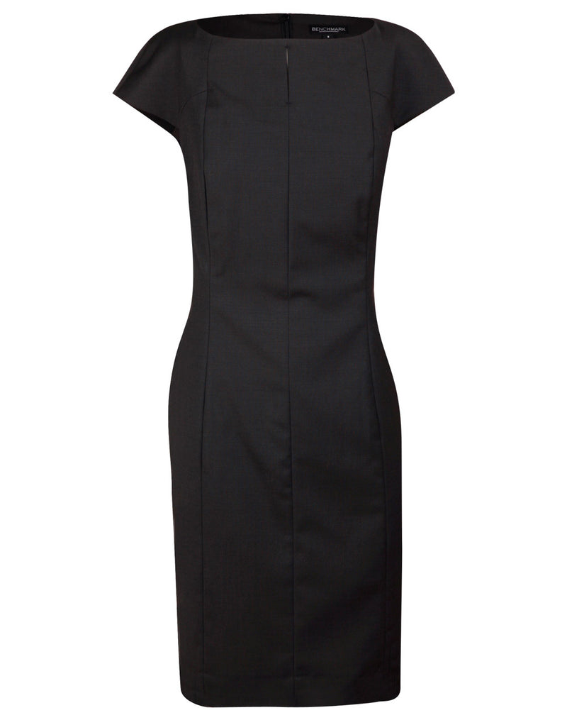 M9281 Ladies’ Wool Blend Stretch Cap Sleeve Dress