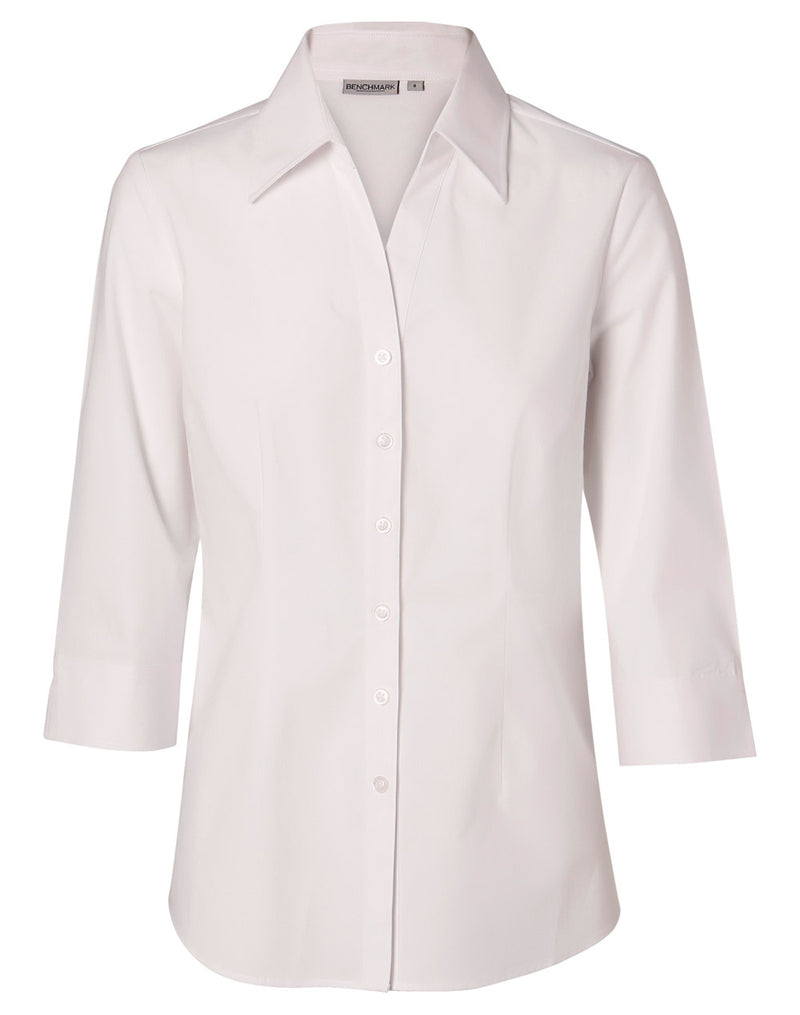 M8030Q Women's Fine Twill 3/4 Sleeve Shirt