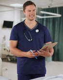 M7650 MENS V-NECK CONTRAST TRIM SCRUB TOP