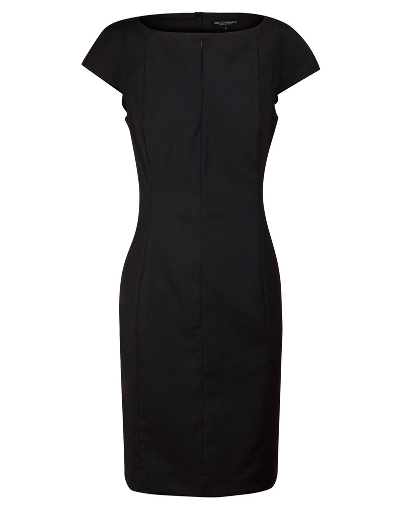 M9281 Ladies’ Wool Blend Stretch Cap Sleeve Dress