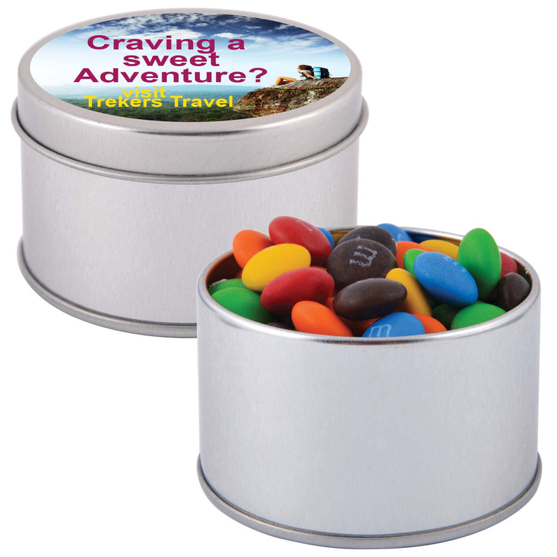 LL3401.M&M's in Silver Round Tin