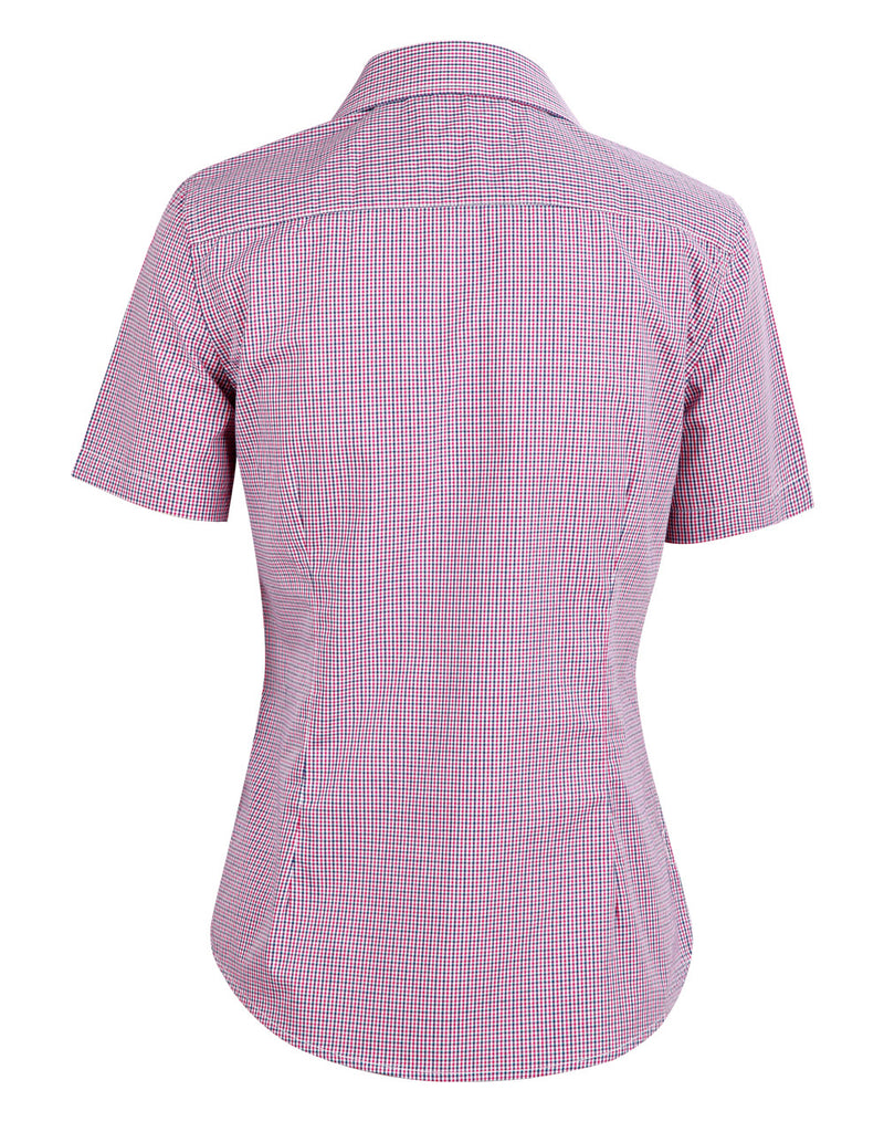 M8340S Ladies’ Two Tone Mini Gingham Short Sleeve Shirt