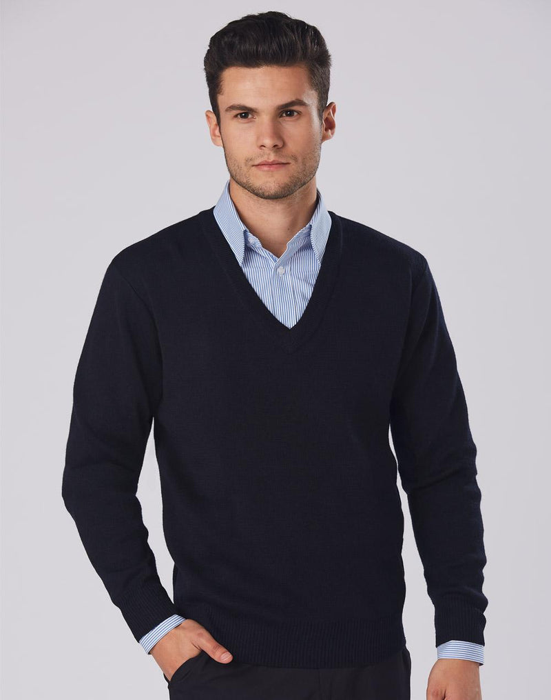 WJ01 Unisex Wool/ Acrylic V-Neck Jumper