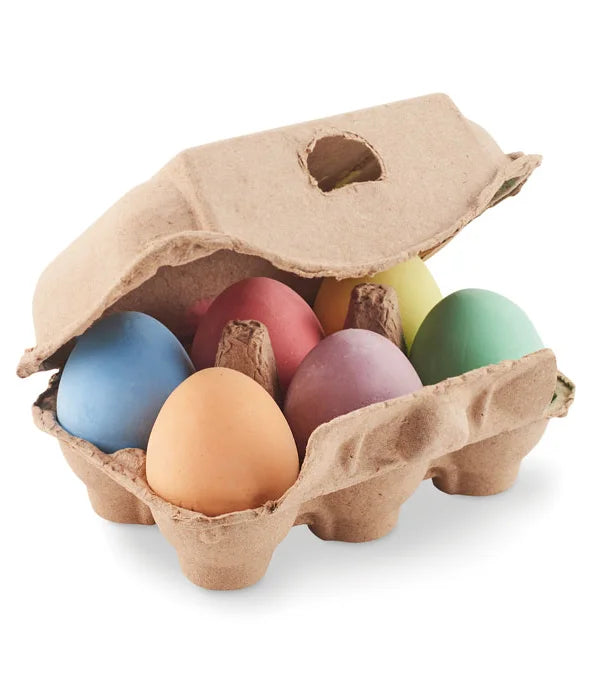 6 chalk eggs in box