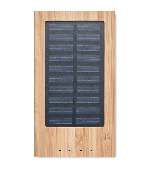 Solar power bank in Bamboo casing