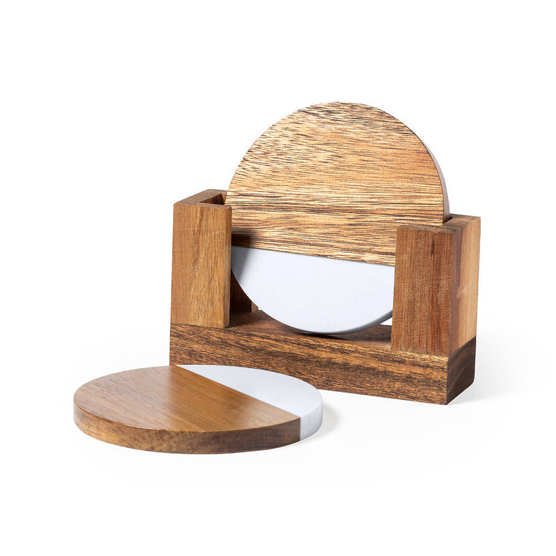 Wood/Marble Elegant Coaster Set