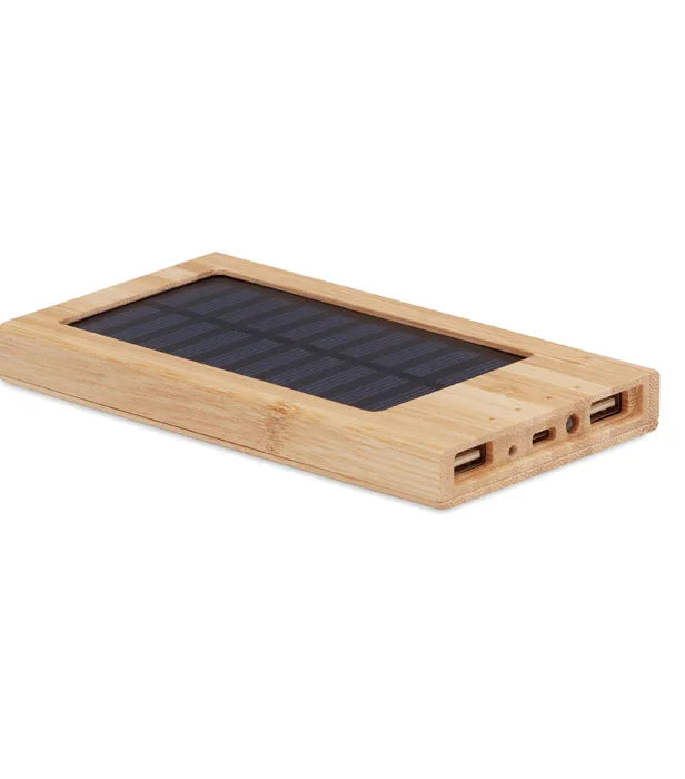 Solar power bank in Bamboo casing