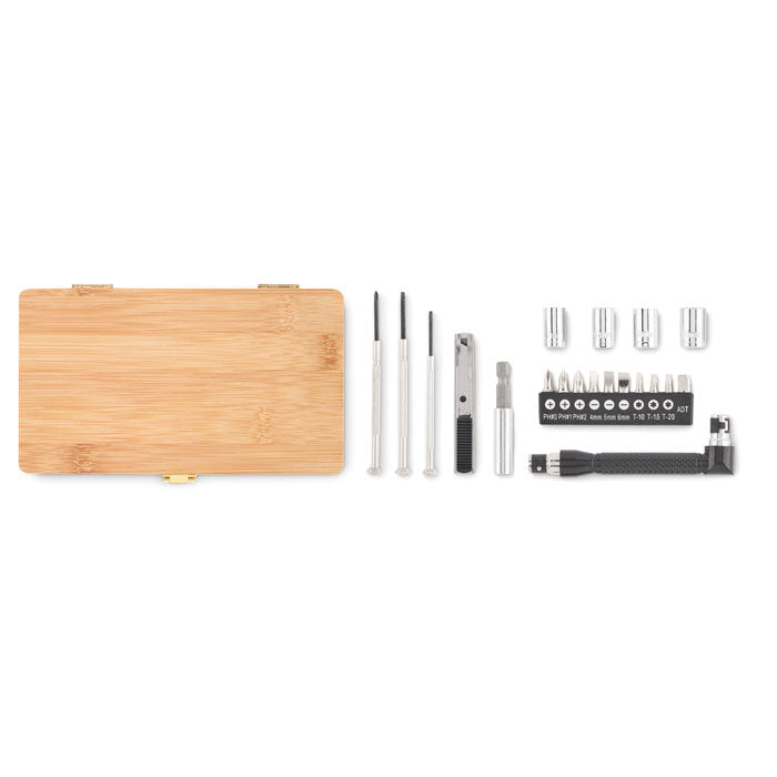 21 pieces tool set in Bamboo Case