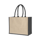 Laminated Jute Supermarket Bag With Coloured Handles And Gussets