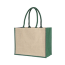 Laminated Jute Supermarket Bag With Coloured Handles And Gussets
