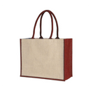 Laminated Jute Supermarket Bag With Coloured Handles And Gussets