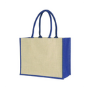 Laminated Jute Supermarket Bag With Coloured Handles And Gussets