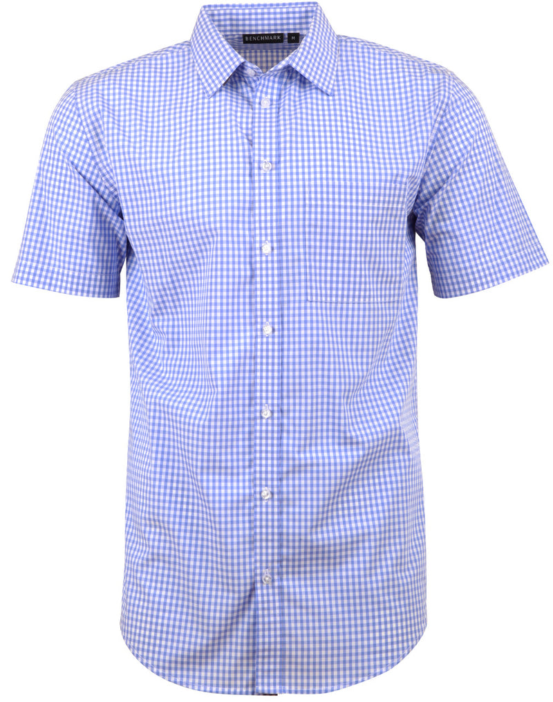 M7300S Men’s Gingham Check Short Sleeve Shirt