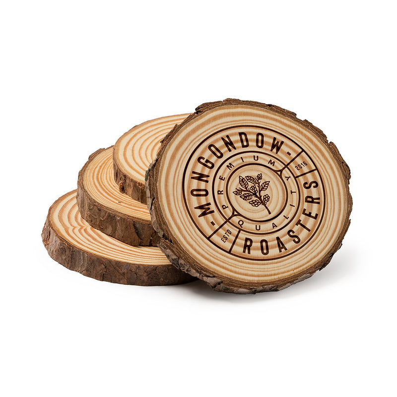 4 Piece Pinewood Coaster Set