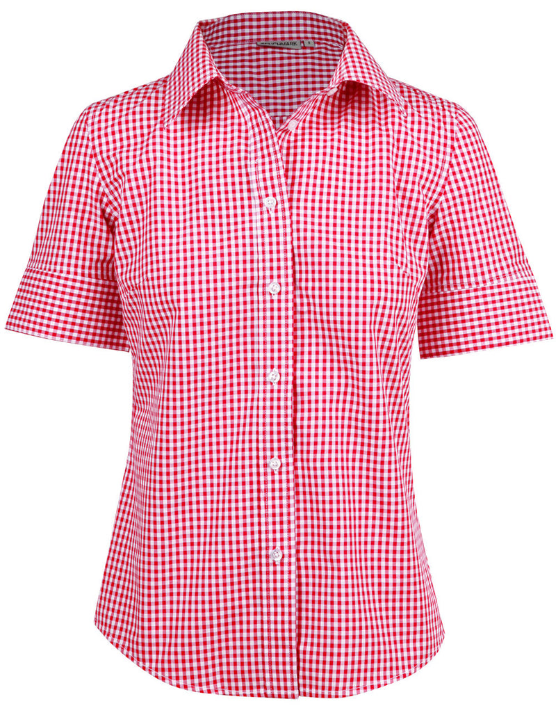 M8300S Ladies’ Gingham Check Short Sleeve Shirt