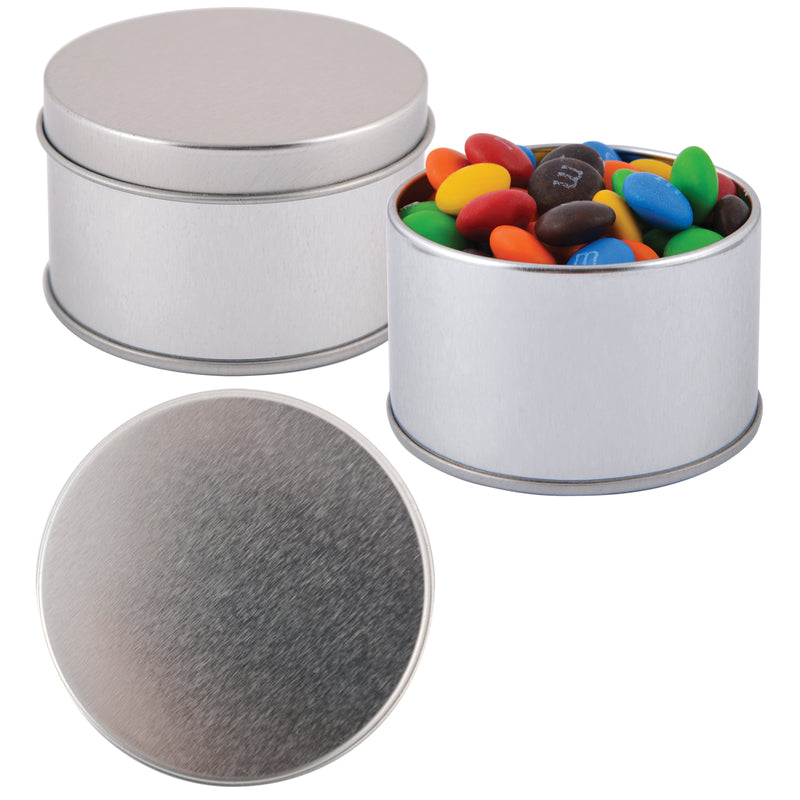 LL3401.M&M's in Silver Round Tin