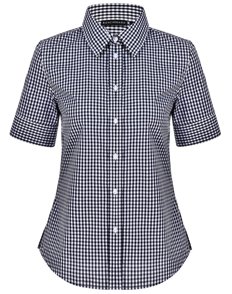 M8300S Ladies’ Gingham Check Short Sleeve Shirt