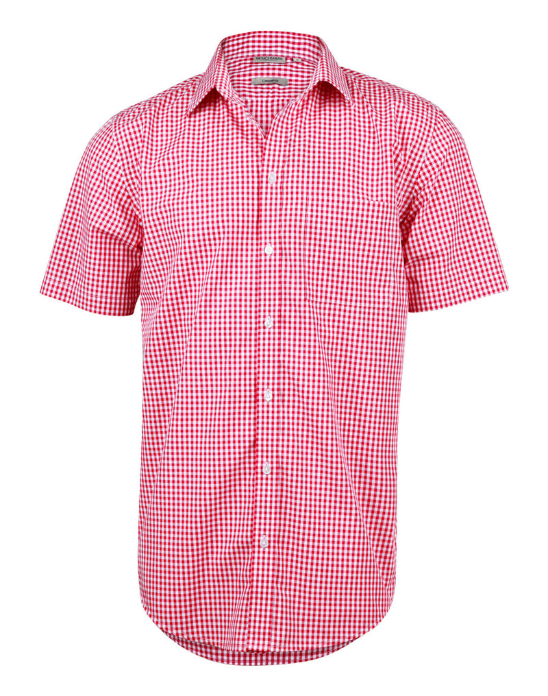 M7300S Men’s Gingham Check Short Sleeve Shirt