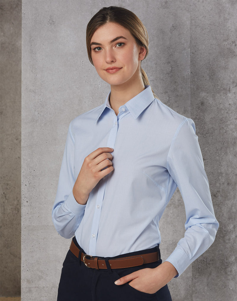 M8212 Women's Fine Stripe Long Sleeve Shirt