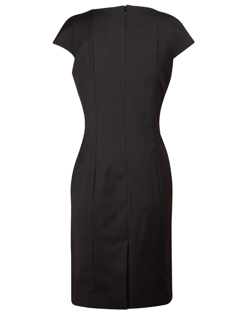 M9281 Ladies’ Wool Blend Stretch Cap Sleeve Dress