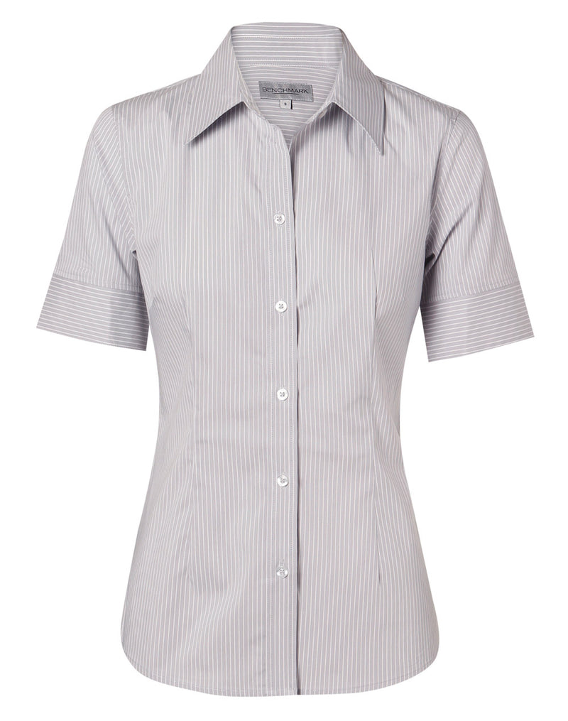 M8200S Women's Ticking Stripe Short Sleeve Shirt