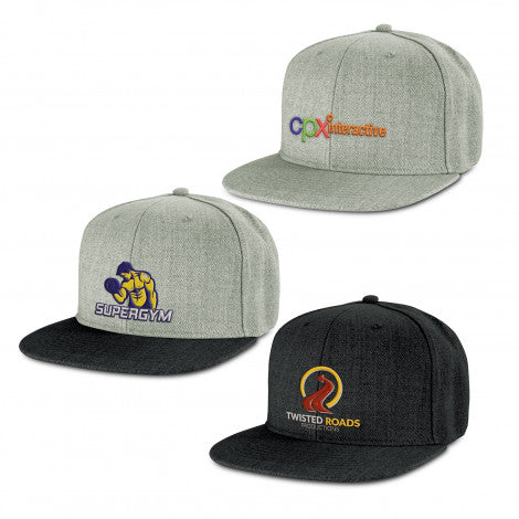 3 Vaireties of colours available for the chisel flat peak hat from Custombrandedmerch.com.au