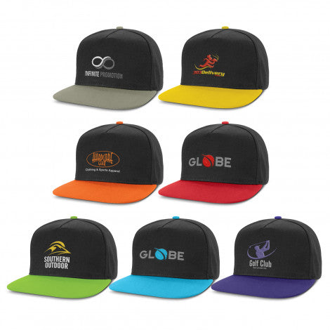 Impala Flat Peak Cap with Mesh Back , Range of Colours all can be custom branded with your company logo.
