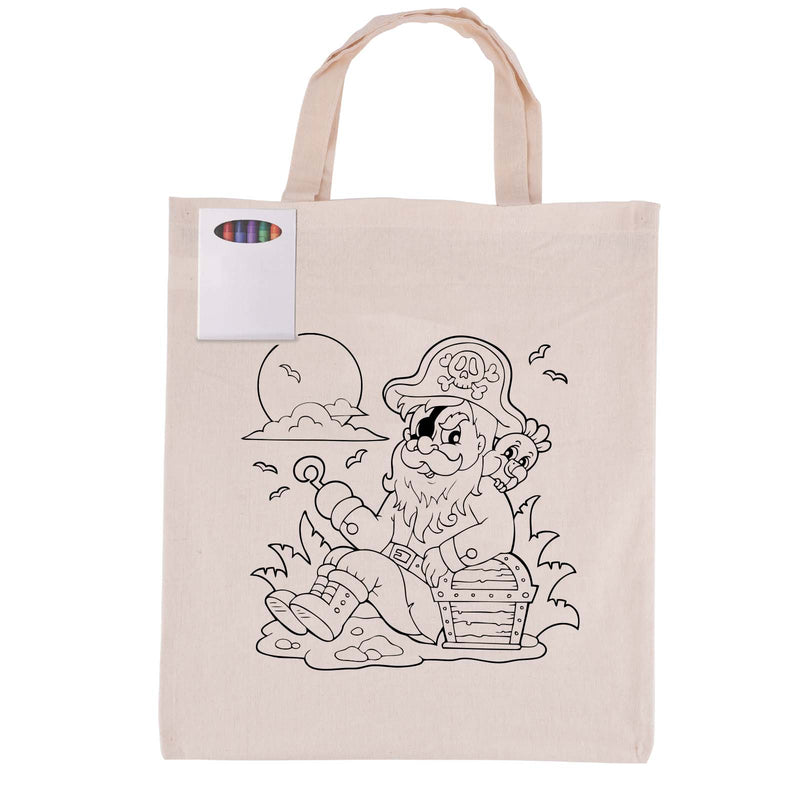 LL5522.Colouring Short Handle Calico Bag & Crayons