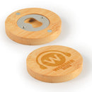 LL4998.Discus Bamboo Bottle Opener Coaster