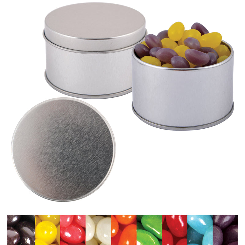 LL3403.Corporate Colour Mini Jelly Beans in Silver Round Tin