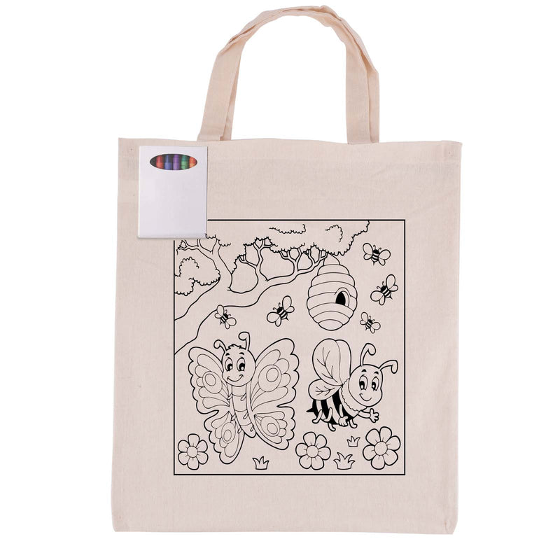 LL5522.Colouring Short Handle Calico Bag & Crayons