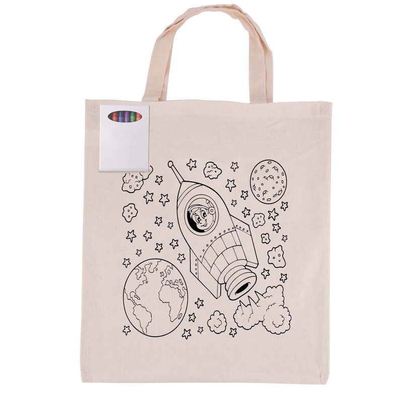 LL5522.Colouring Short Handle Calico Bag & Crayons