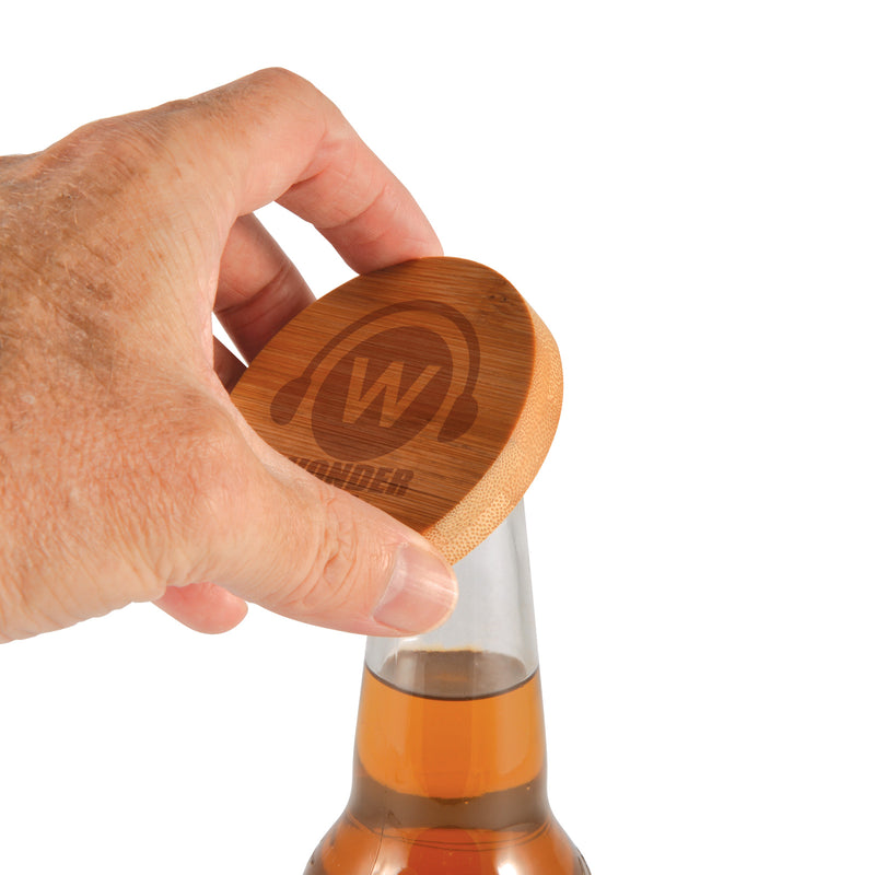 Discus Bamboo Bottle Opener Coaster